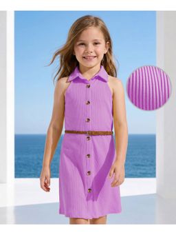 Hola Bonita - Knit Sleeveless Textured Solid Dress with Belt