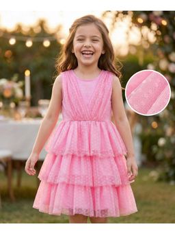 Hola Bonita - Dobby Mesh Sleeveless Layered Frock