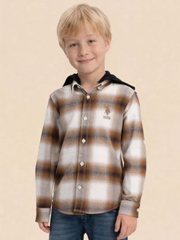 U.S. POLO ASSN. - Boys Tartan Checked Regular Fit Shirt