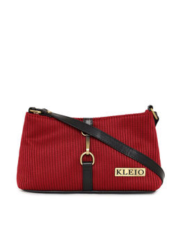 KLEIO - Classic Fabric Light Weight Short Sling Side Handbag for Women and Girls Maroon