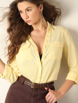 VERO MODA - Light Yellow Linen Shirt