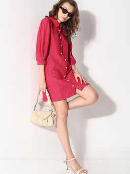 VERO MODA - Red Schiffli Shirt Dress