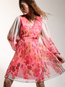 VERO MODA - Pink Floral Ombre Mini Dress