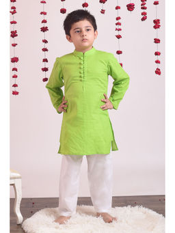 The Cotton Staple - Green Lime Kurta Set (Set Of 2)