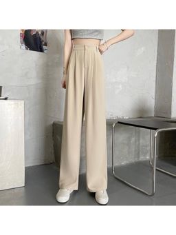 MISS MOSA BY AKANKSHA - Beige Riley Straight Leg High Waist Pant