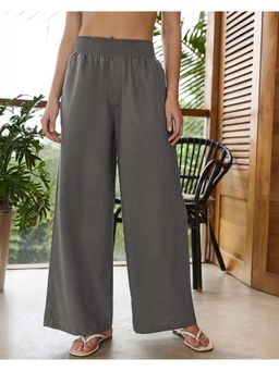 Bewakoof - Women Grey Flared Cotton Linen Pant