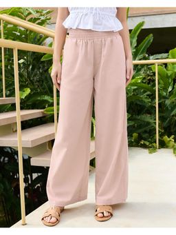 Bewakoof - Women Pink Flared Cotton Linen Pant