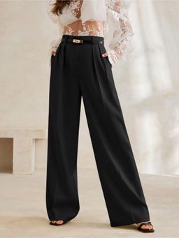 Fnocks - Women Casual High Waisted Wide Leg Baggy Pant