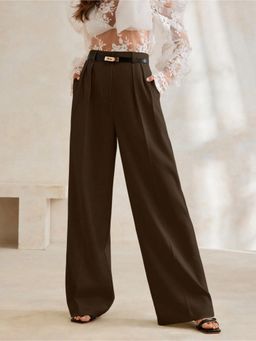 Fnocks - Women Casual High Waisted Wide Leg Baggy Pant