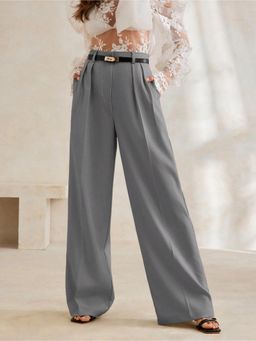 Fnocks - Women Casual High Waisted Wide Leg Baggy Pant