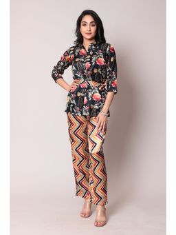 Zari Jaipur - Printed Co Ord With Black Color (Set of 3)