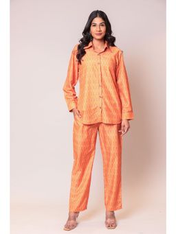 Zari Jaipur - Printed Co Ord With Orange Color (Set of 2)