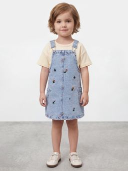 R&B - Girls Blue Regular Fit Pure Cotton Dress
