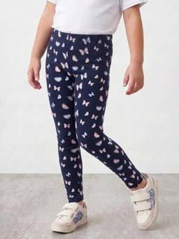 R&B - Girls Blue Printed Cotton Blend Leggings