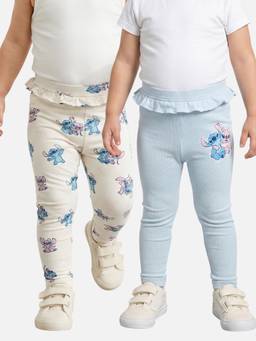 R&B - Girls Multicolour Stitch Printed Cotton Leggings