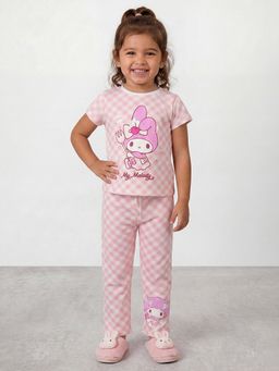 R&B - Girls White Cinnamoroll Print Pure Cotton T-shirt and Pyjama