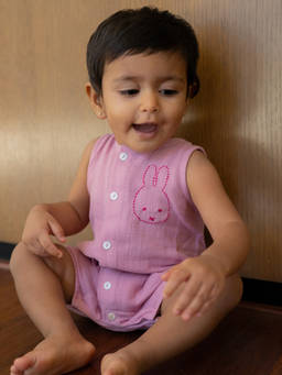 DULAAR - Pink Organic Embroidered Romper