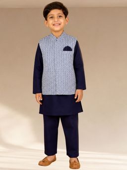 Lil Drama - Boys Floral Print Kurta with Pyjama & Jacket