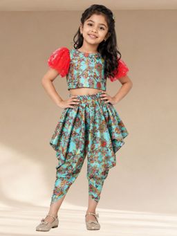 Lil Drama - Golden Weaves Blue Choli with Dhoti