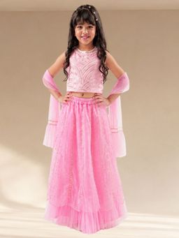 Lil Drama - Bollywood Tadka Pink Choli with Lehenga & Dupatta