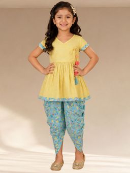 Lil Drama - Folklore Girls Yellow Kurta with Dhoti