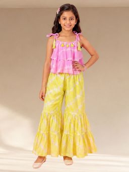 Lil Drama - Shibori Girls Lavender Sleeveless Top and Sharara