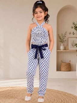 Lil Drama - Jaipur Girls White Cotton Printed Co-Ord Set