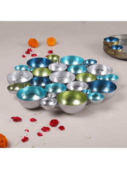 HomeTown - Aruba Iron Table Top Tealight Holder In Indigo Green