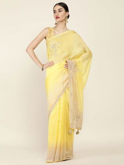 Soch - Embellished Art Silk Saree with Unstitched Blouse
