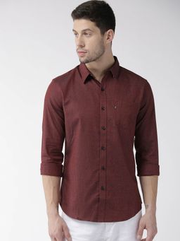Levi's - Men Maroon White Slim Fit Casual Shirt