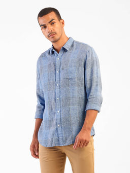 Levi's - Men Blue Regular Fit Casual Pure Linen Shirt