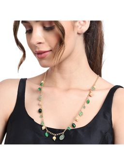 AARSEE OFFICIAL - 22Kt Gold-Plated Lush Green Contemporary Chain Necklace