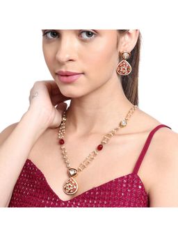 AARSEE OFFICIAL - Gold-Plated Red Jadau Kundan Earrings