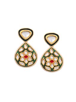 AARSEE OFFICIAL - Gold-Plated Green Jadau Kundan Earrings