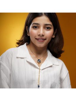 AARSEE OFFICIAL - 22Kt Gold-Plated Dazzling Navy Blue Lariat Necklace