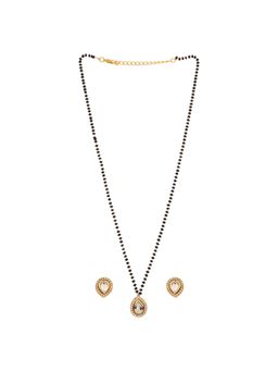 AARSEE OFFICIAL - 22Kt Gold Plated Drop Kundan Mangalsutra with Earrings