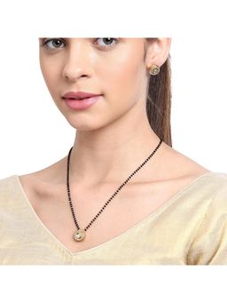 AARSEE OFFICIAL - 22Kt Gold Plated Round Kundan Mangalsutra with Earrings