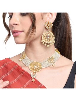 AARSEE OFFICIAL - Pearls Pave' Kundan Necklace With Earrings