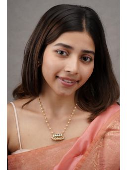 AARSEE OFFICIAL - 22Kt Gold-Plated Kundan Bar Pearl Chain Necklace