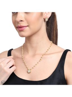 AARSEE OFFICIAL - 22Kt Gold-Plated Kundan Pearl Chain Necklace With Earrings