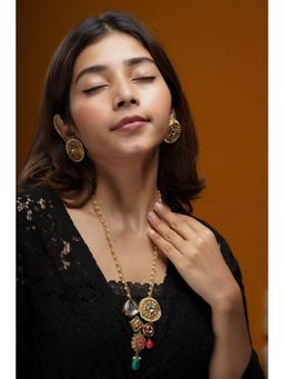 AARSEE OFFICIAL - Navrattan Fusion Pendant Necklace With Earrings