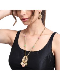 AARSEE OFFICIAL - 22Kt Gold-Plated Pastel Pendant Necklace And Earrings