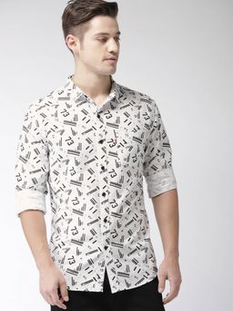 Levi's - Men White Black Slim Fit Casual Shirt