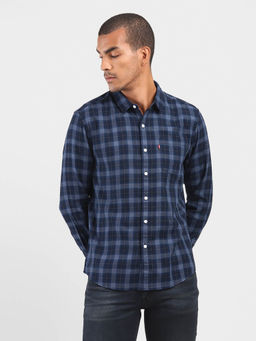 Levi's - Men Navy Blue Grey Slim Fit Casual Shirt
