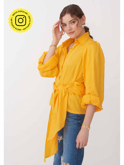 AMOSHI - Yellow Solid/Plain Zelda Attached Belt Shirt