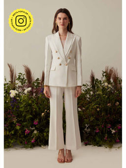 AMOSHI - White Solid/Plain Zendaya Co-Ord (Set of 2)