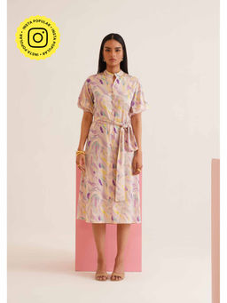 AMOSHI - Multi-Colour Printed Zia Midi Dress with Belt (Set of 2)