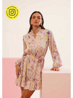 AMOSHI - Multi-Colour Printed Zia Mini Dress with Belt (Set of 2)
