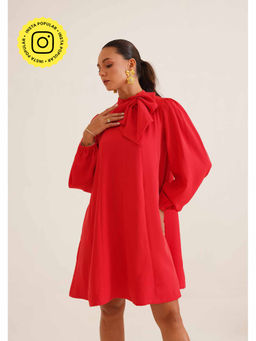 AMOSHI - Red Solid/Plain Belle Dress
