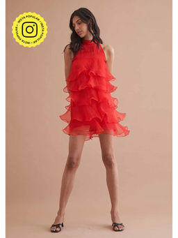 AMOSHI - Red Solid/Plain Cassie Dress